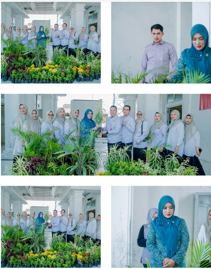 Ny. Erni Handayani Serahkan Puluhan Pot Bunga Kepada RSUD SAAS Peureulak, Untuk Memperindah Kembali Taman Rumah Sakit Pasca Banjir.