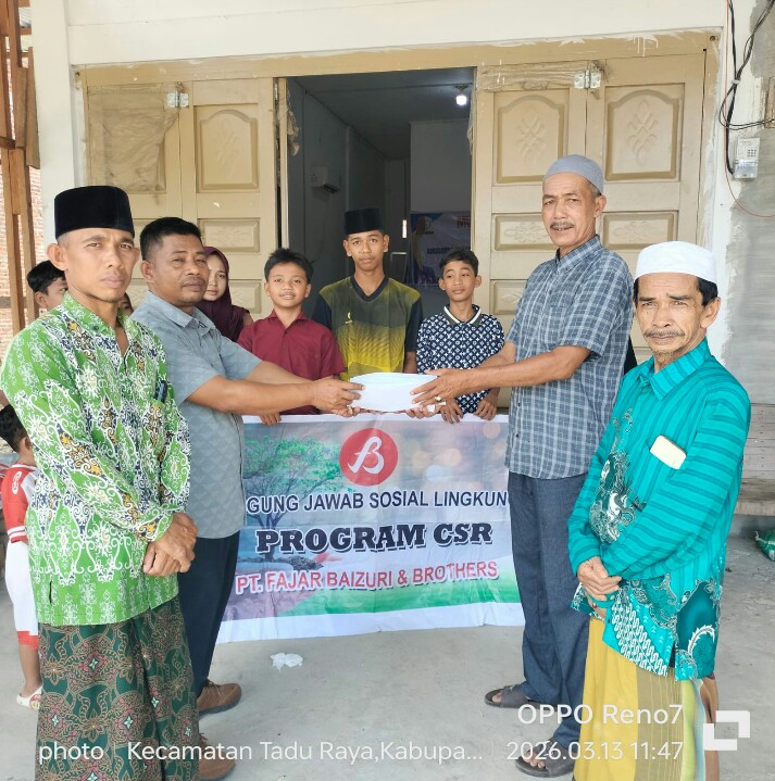 PT, Fajar Baijuri Santuni 25 Yatim/Piatu Desa Babah Rot Kecamatan Tadu Raya Kabupaten Nagan Raya di 24 Ramdhan 1447 H