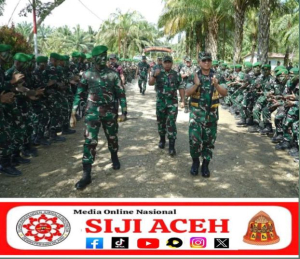 Disambut Semangat Prajurit, Pangdam IM Tekankan Disiplin di Yonif TP 957/Leubah Uteun