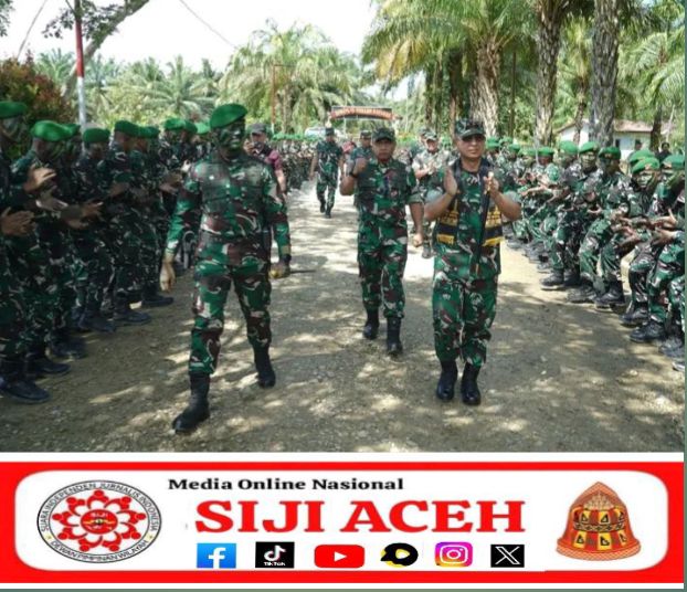 Disambut Semangat Prajurit, Pangdam IM Tekankan Disiplin di Yonif TP 957/Leubah Uteun