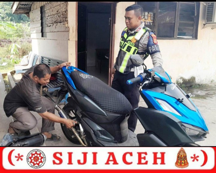 Berikan Rasa Nyaman Warga, Satlantas Polres Aceh Timur Tertibkan Sepeda Motor Berknalpot Brong